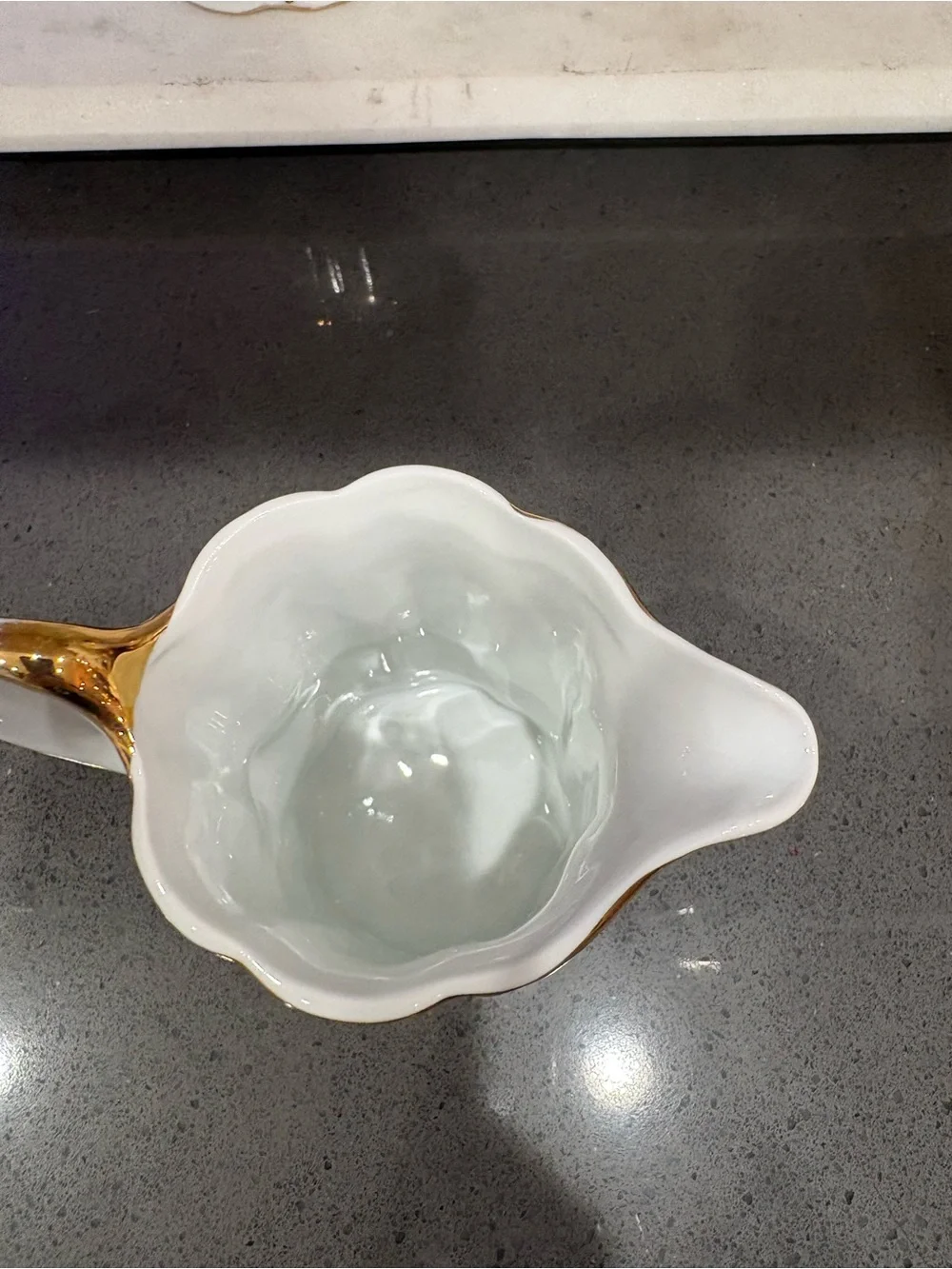 Porcelain Butterfly Floral Creamer and Sugar Set with Gold Trim - White